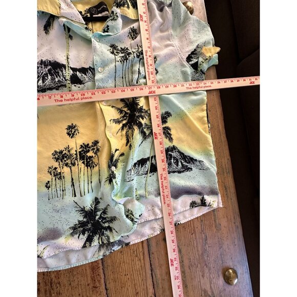 Original Use Men’s White Blue Shirt XXL Palm tree collared‎ button up Rayon - Picture 6 of 6